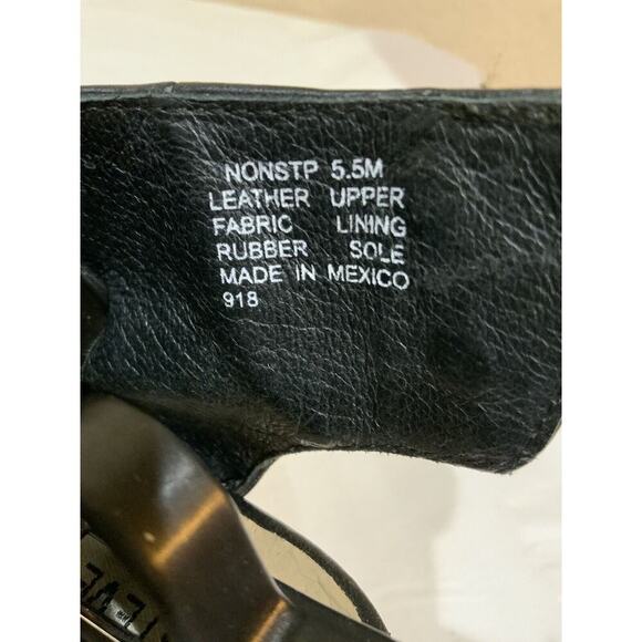 Steve Madden Sandal Women Size 5.5 Nonstop Black Leather Wrap Snap Open Peep Toe - Picture 11 of 12